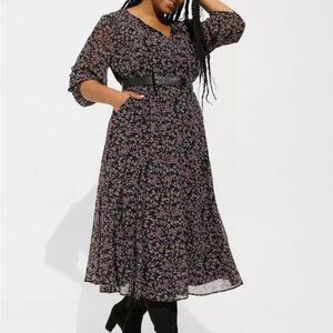 torrid Black Maxi Dress with Pink and blue  Floral Print